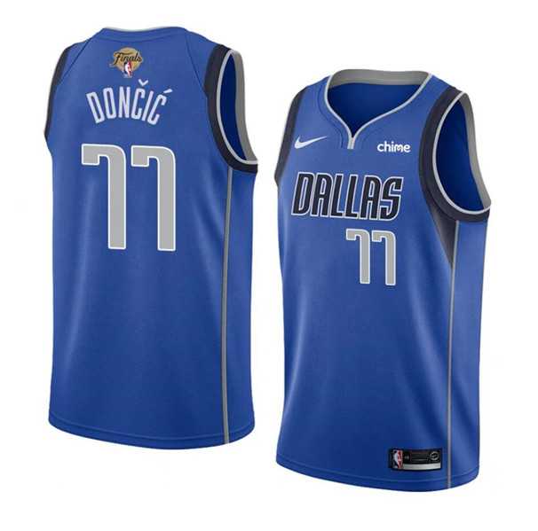 Men%27s Dallas Mavericks #77 Luka Doncic Blue 2024 Finals Icon Edition Stitched Basketball Jersey Dzhi->dallas mavericks->NBA Jersey